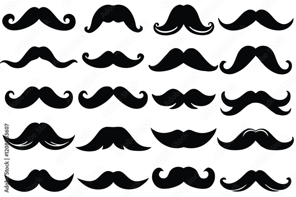Different moustache silhouettes set Different moustache silhouettes set
