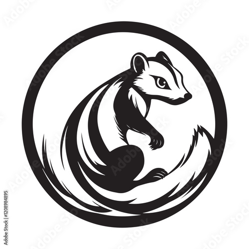 Skunk Vector Logo Design. Creative Circle Skunk Logo for Branding vector image.