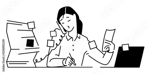 Young woman busy with her work in office