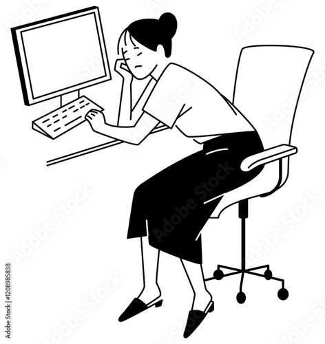 Young woman tired at work