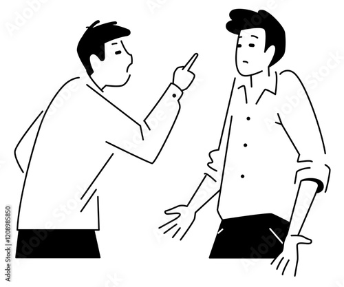 Two guys fighting, arguing, or quarreling
