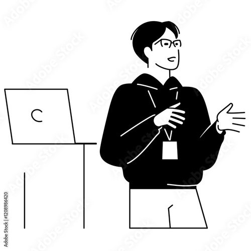 Young man making a presentation