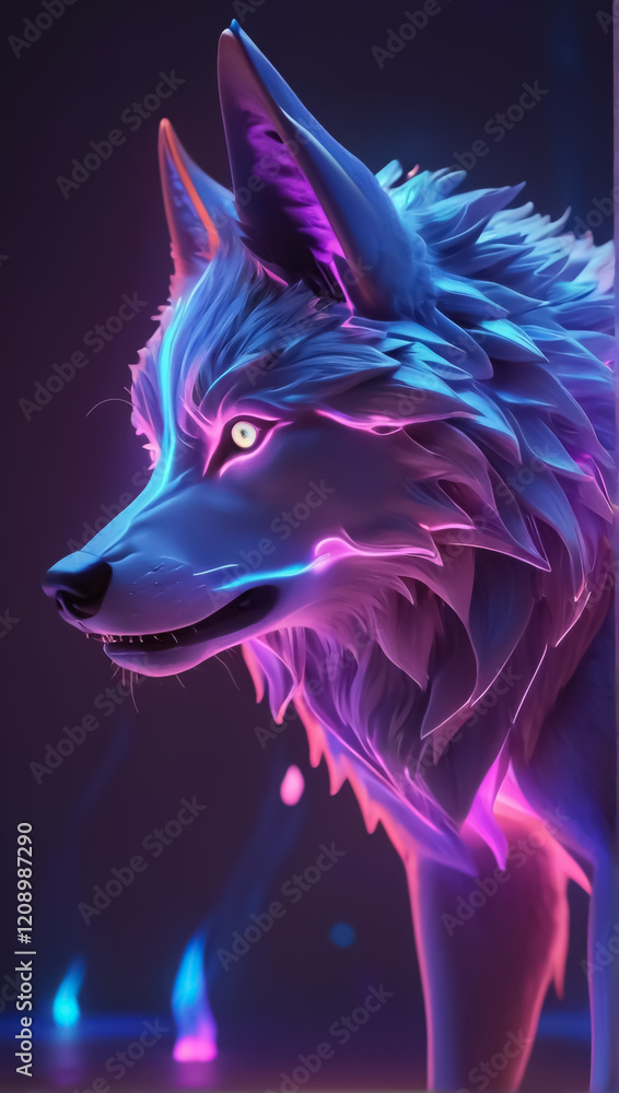 Naklejka premium wolf in the night