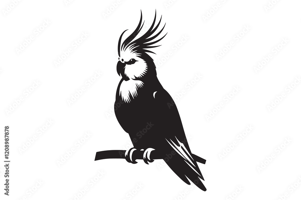 Fototapeta premium Whispers of Grace: The Enchanting Silhouette of a Cockatiel