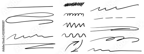 Scribbles and underline Collection. Marker line set. Randomly hand drawn squiggles and doodles. Vector set of abstract doodle pencil scratch mark