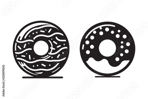 Simple donut silhouette and vector
