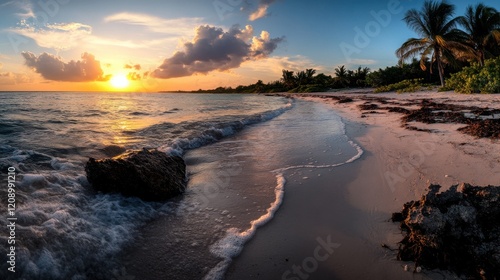 Wallpaper Mural Stunning sunset over serene beach coastal paradise landscape tropical environment scenic viewpoint nature beauty Torontodigital.ca