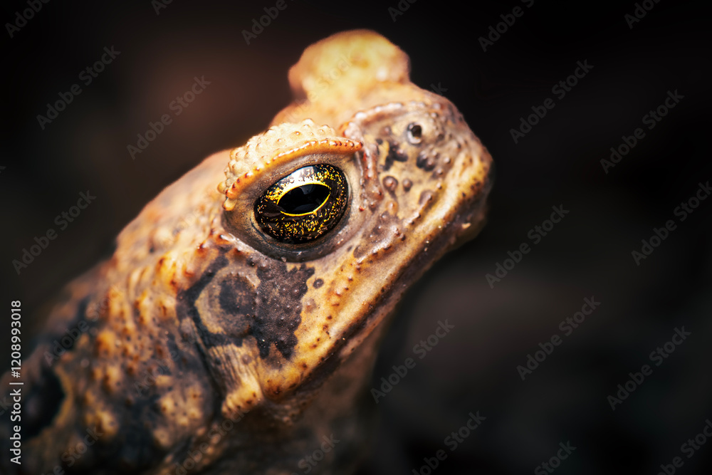 Fototapeta premium The cane toad, also known as the giant neotropical toad or marine toad, is a large, terrestrial true toad native to South and mainland Central America.