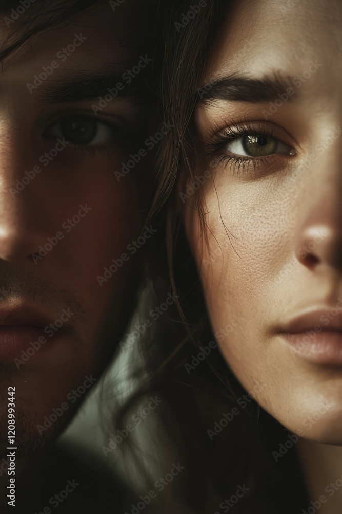 A close-up of faces with serious and thoughtful expressions. The background is softl, Generative AI A close-up of faces with serious and thoughtful expressions. The background is softl, Generative AI