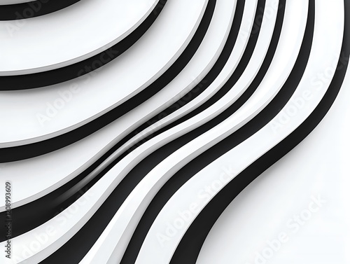 A visually striking design featuring alternating black and white wavy lines that create a sense of depth and movement. photo