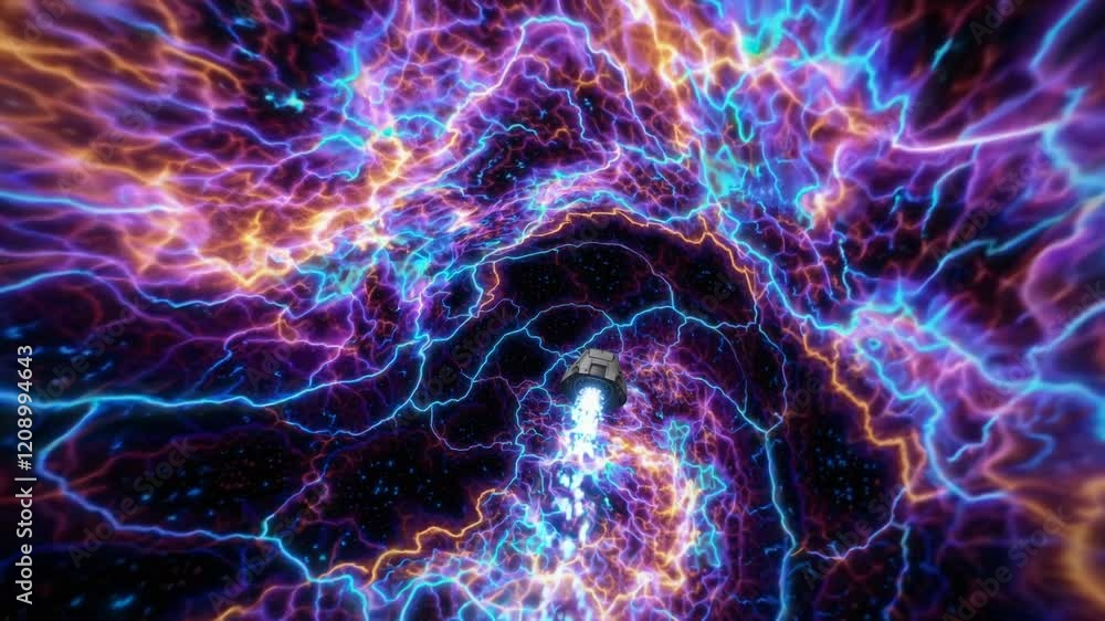 Spaceship Navigating a Vibrant, Energetic Cosmic Wormhole Spaceship Navigating a Vibrant, Energetic Cosmic Wormhole