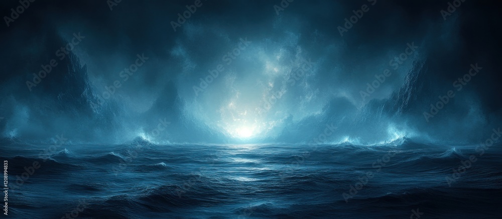 Misty Horizon Ethereal Blue Light Abstract Landscape Dreamlike Atmosphere Misty Horizon Ethereal Blue Light Abstract Landscape Dreamlike Atmosphere