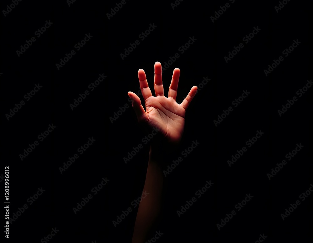 Fototapeta premium Reaching Hand in Darkness Dramatic Image