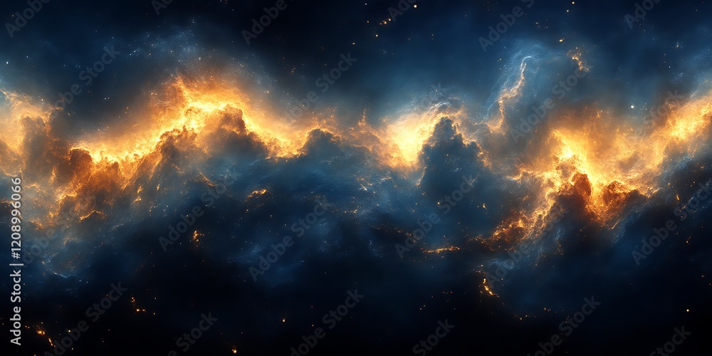 Naklejka premium Fiery Nebula in Deep Space.