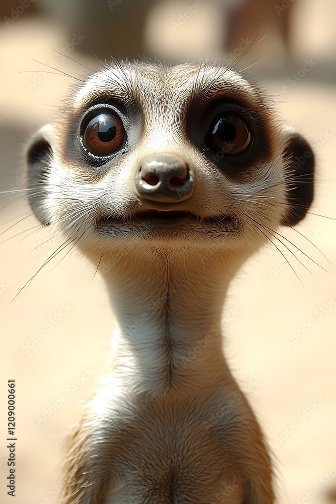 Fototapeta premium Cute meerkat portrait, curious expression.