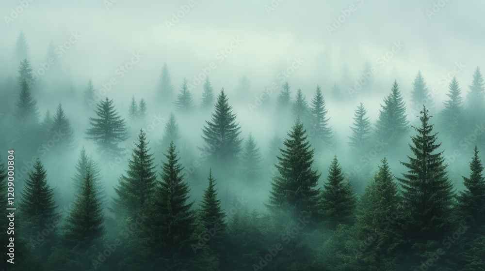 Pine forest with mountain and with fog aerial view in the morning photo illustration background wallpaper. Pine forest with mountain and with fog aerial view in the morning photo illustration background wallpaper.