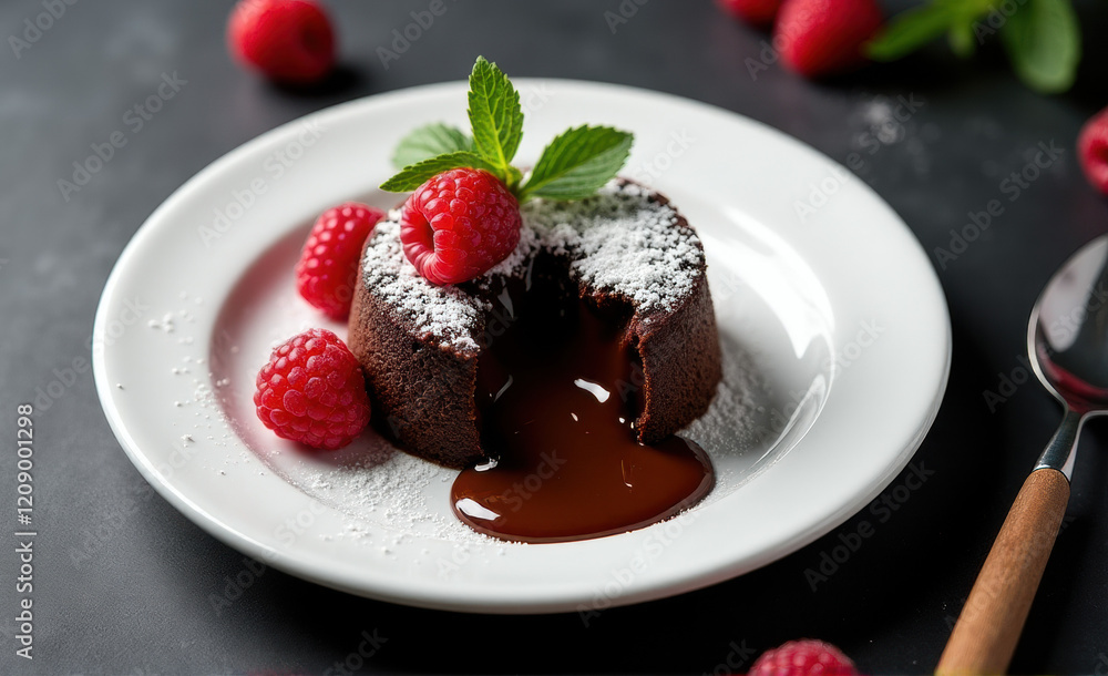 chocolate lava cake with berries chocolate lava cake with berries