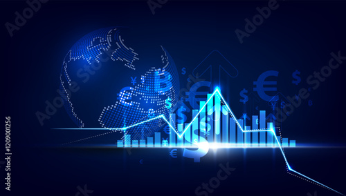 Money transfer. Global Currency. Stock Exchange. Stock vector illustration.