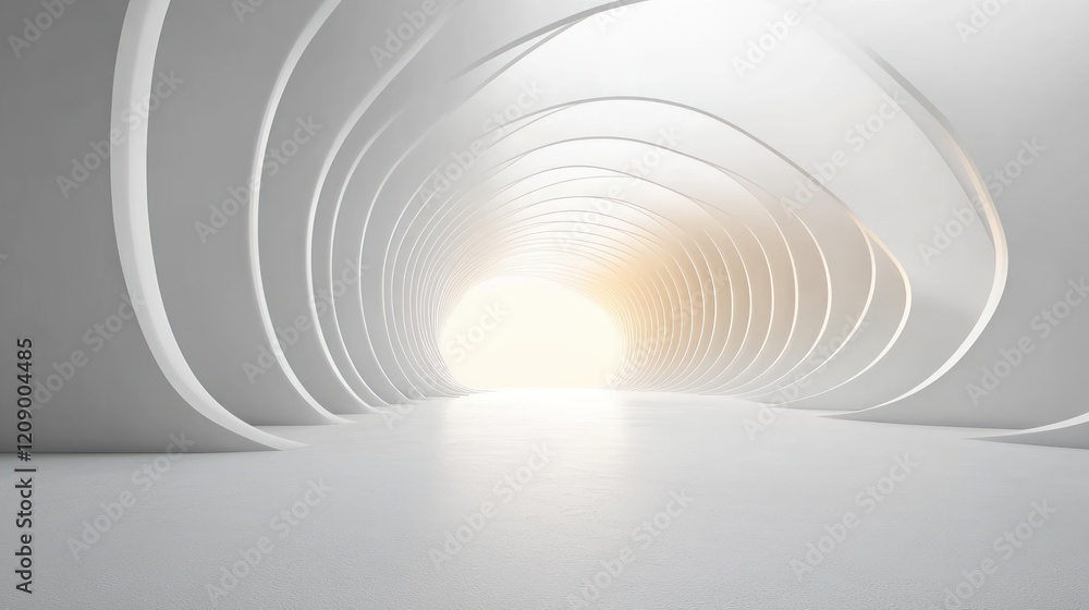 Minimalist Modern Interior Space with Curved Walls and Soft Lighting Minimalist Modern Interior Space with Curved Walls and Soft Lighting
