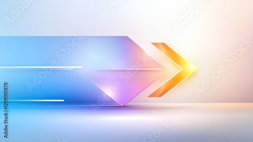 A bold geometric arrow design with sharp angles and gradients creating a sense of movement.