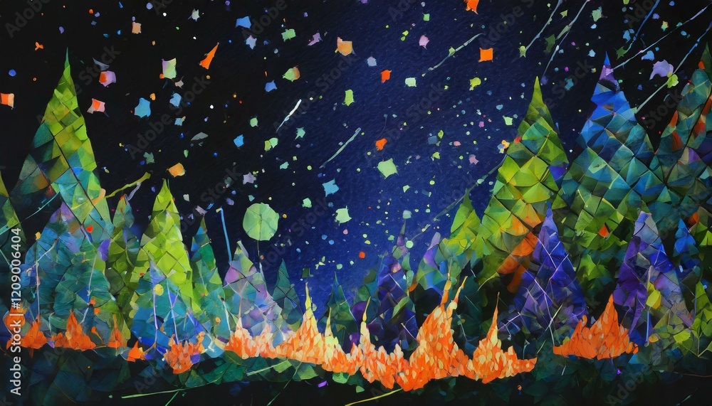 Obraz premium mountains, space and fire