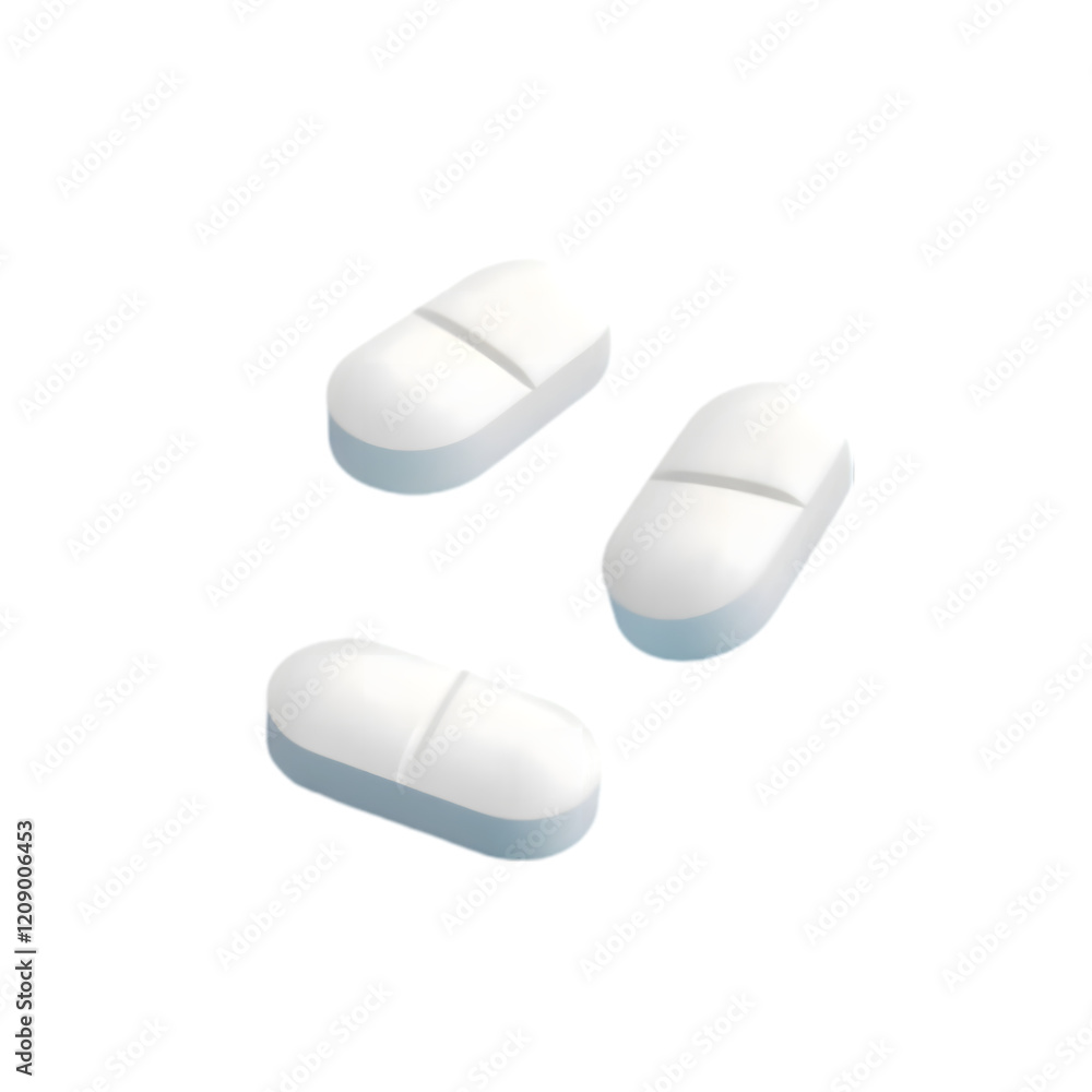 Three white pills floating in the air, cut out Three white pills floating in the air, cut out