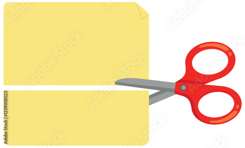 Scissors Cutting a Yellow Paper