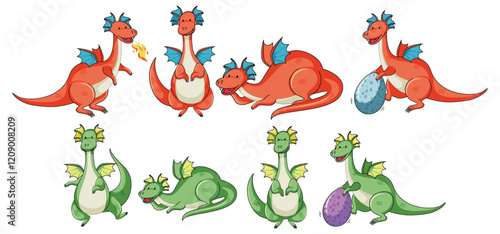 Playful Dragons with Colorful Eggs
