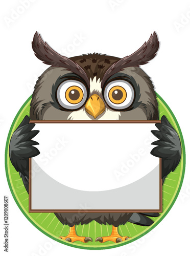 Wise Owl Holding Blank Sign