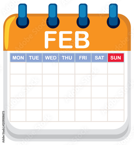 February Calendar Page Illustration