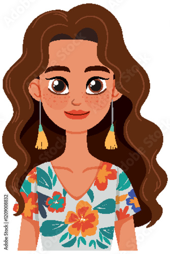 Smiling Woman with Floral Dress