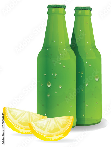 Refreshing Lemonade Bottles with Lemon Slices