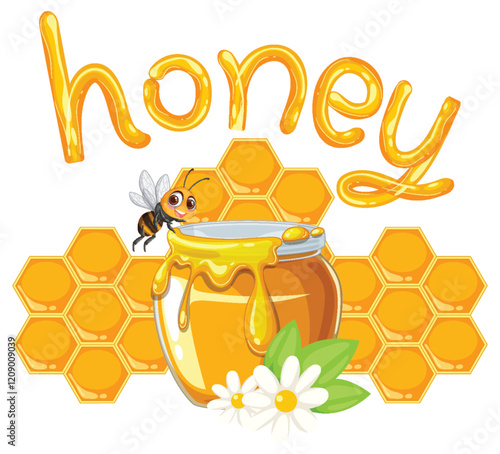Sweet Honey and Busy Bee Illustration
