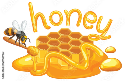 Sweet Honey and Busy Bee Illustration
