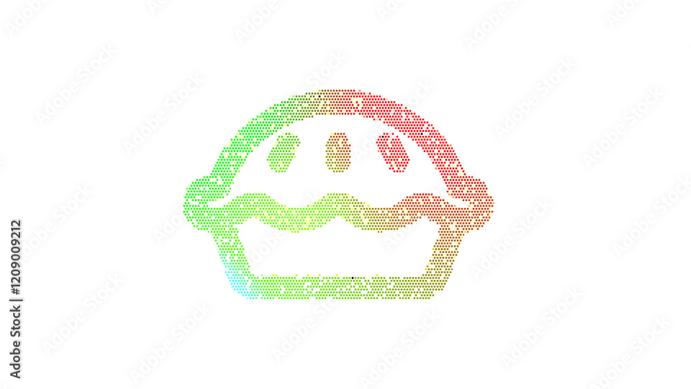 Icon pie is made up of LED square shapes. There are bright diodes and there are black dead diodes Icon pie is made up of LED square shapes. There are bright diodes and there are black dead diodes