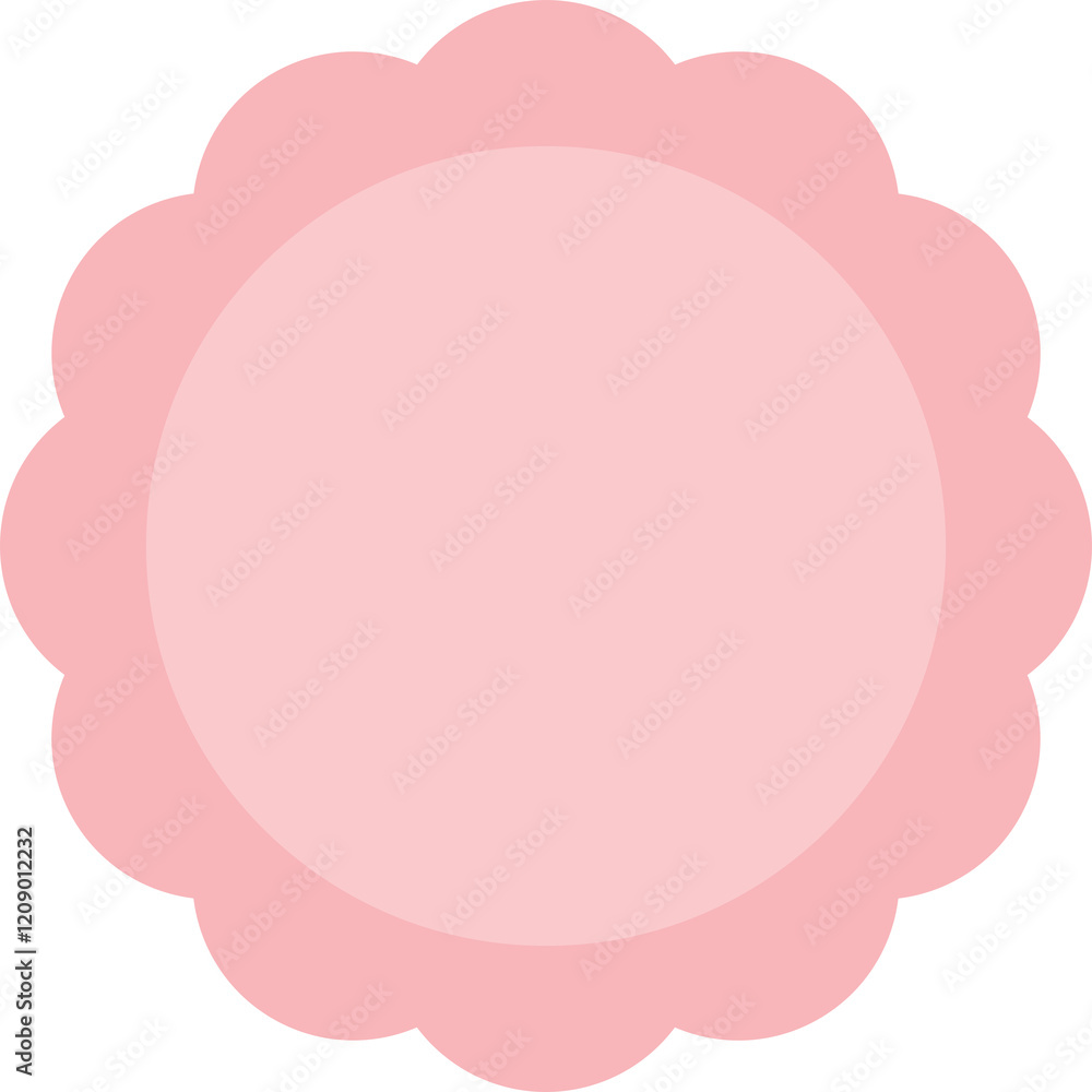 Blank pastel pink round scallop edge label. Flat design illustration. Blank pastel pink round scallop edge label. Flat design illustration.