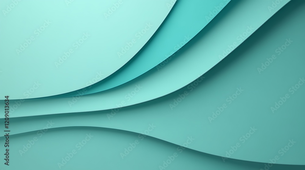 Obraz premium Abstract Aqua Paper Waves Background with Smooth Curves and Elegant Layering for Modern Designs