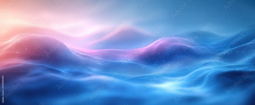 Obraz premium Serene Blue Gradient Background with Elegant Hazy Top and Dark Grunge Bottom Border