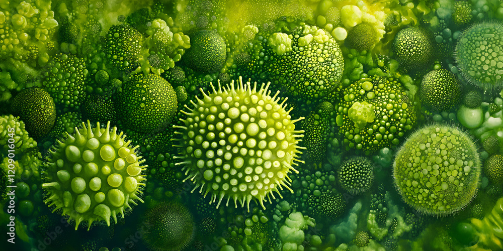 Obraz premium A close-up, abstract depiction of a virus, as a scientific yet artistic, blending realism with abstraction