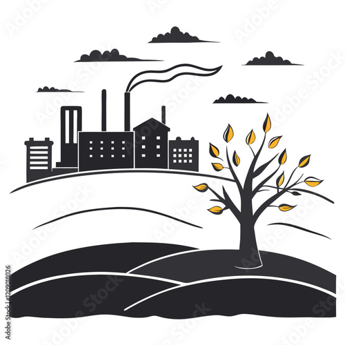 city landscape with trees