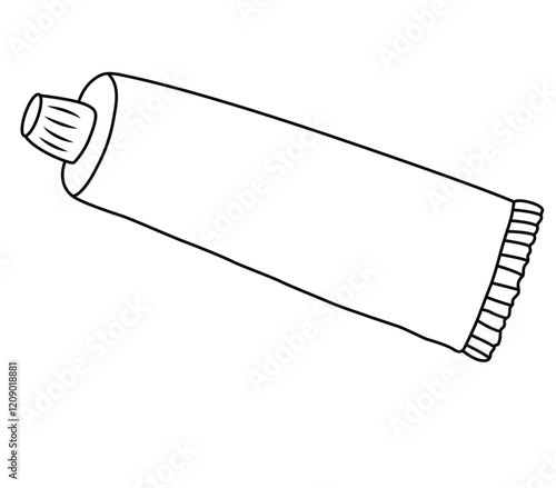 Cute cartoon hand drawn vector toothpaste coloring page.