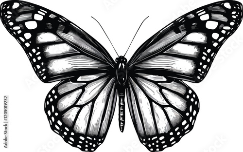 Grizzled Skipper Butterfly Isolated on Transparent or White Background, Artistic illustration of beautiful butterfly
