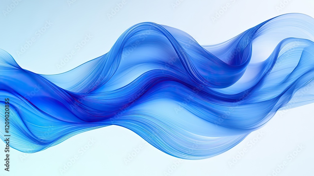 Fototapeta premium Abstract blue wave flowing, light background, design element