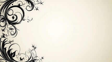 Elegant Black Swirls Floral Design Background