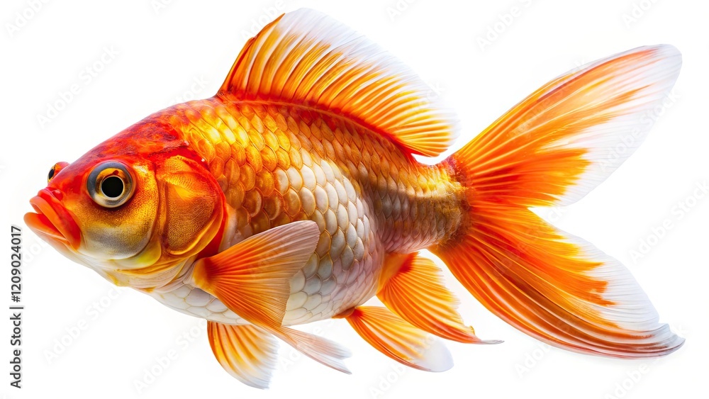 Panoramic Fancy Goldfish, Isolated White Background, High-Resolution, Aquarium Fish, Goldfish Image, Pet Fish Photography Panoramic Fancy Goldfish, Isolated White Background, High-Resolution, Aquarium Fish, Goldfish Image, Pet Fish Photography