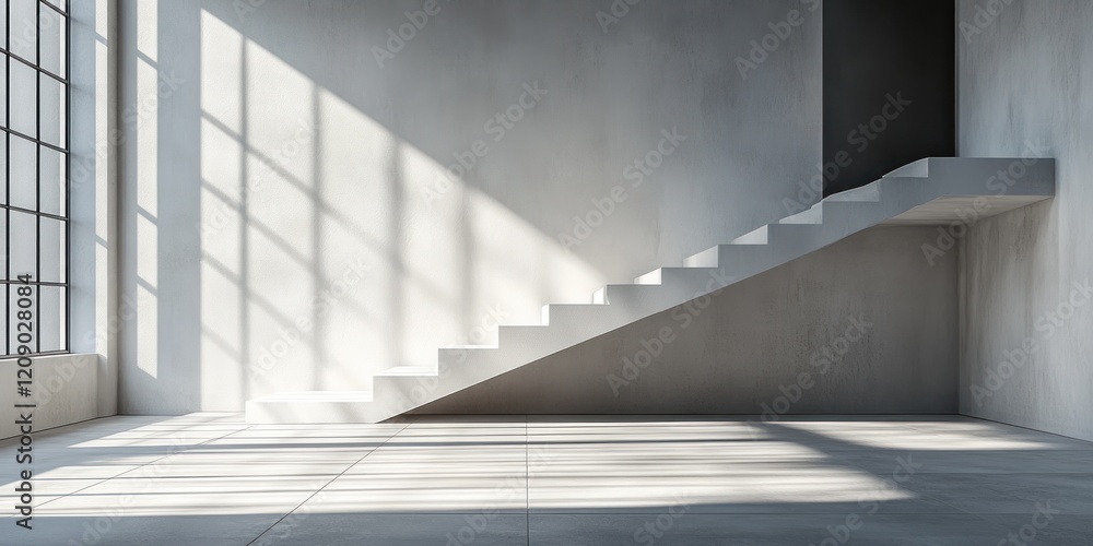 Fototapeta premium Geometric Product Display with Soft Shadows and Natural Light on White Background