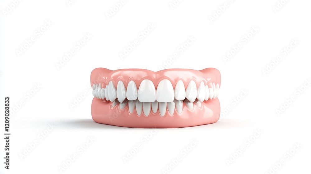 Fototapeta premium Realistic 3D Model of Human Dental Structure with Bright White Teeth Representing Oral Health and Aesthetic Dentistry for Educational and Professional Use