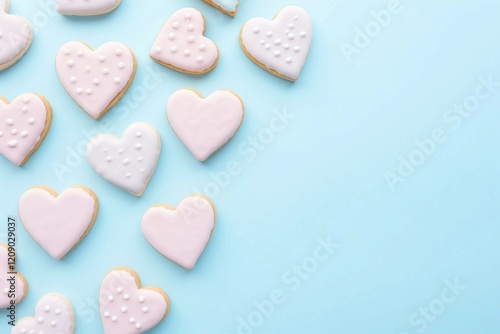 Heart-shaped cookies on a pastel background