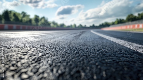 Wallpaper Mural Front Row Perspective of a Racing Speedway Asphalt Track Under Clear Sky Torontodigital.ca