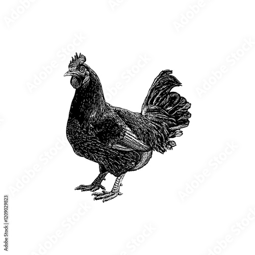 Dorking Chicken hand drawing vector isolated on background. photo